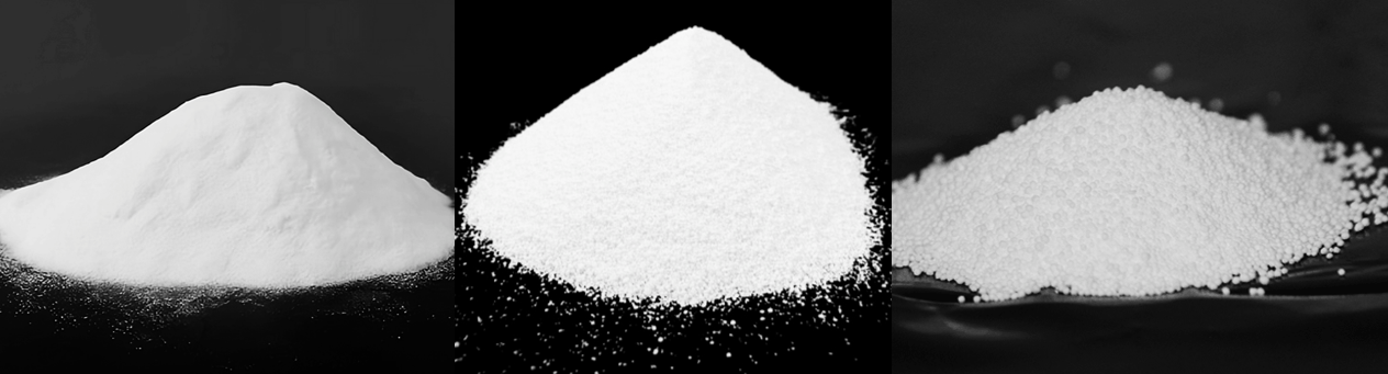 different particles of soda ash