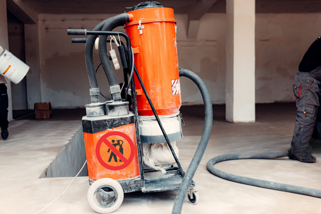 industrial vacuum cleaner with sign