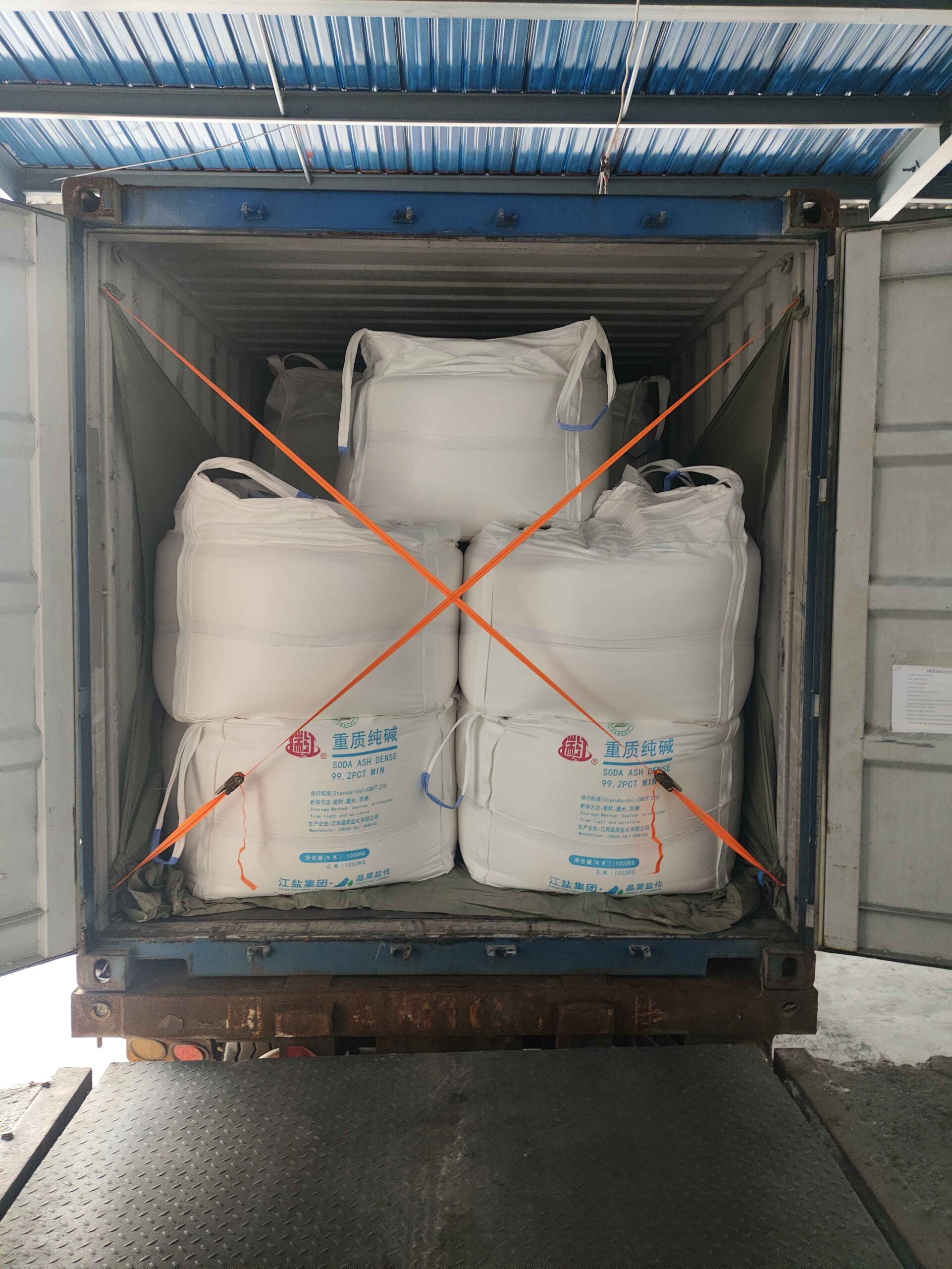 soda ash dense in the container